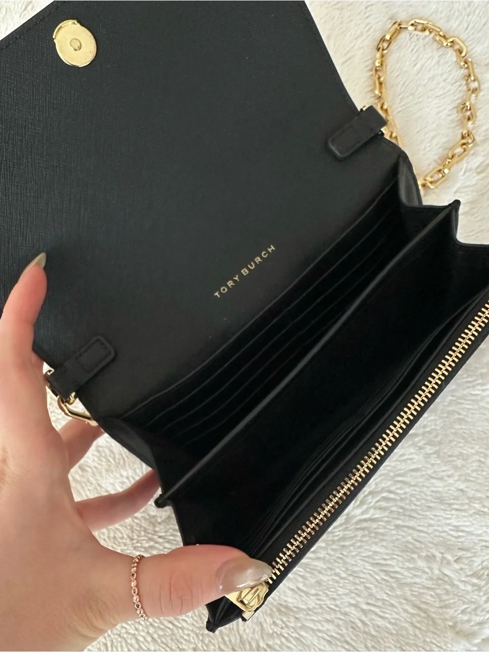 Tory Burch Black Leather Convertible Chain crossbody Bag